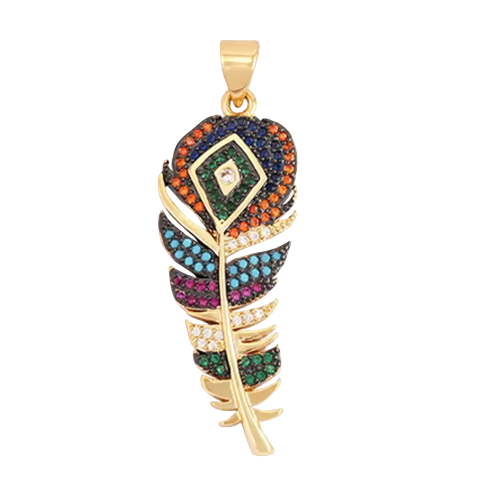 Enamel Peacock Feather Charm