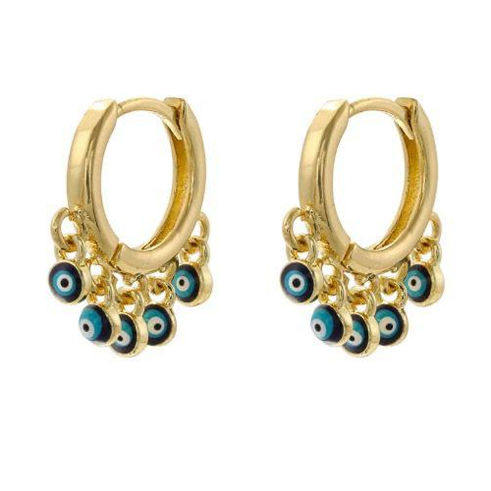 Enamel Evil Eye Hoop Earrings