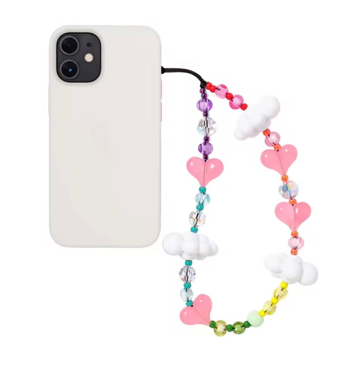 Clouds and hearts phone wrist strap