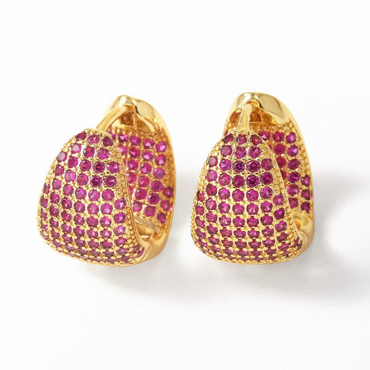 Chunky Cubic Zirconia Huggie Earrings