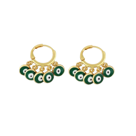 Enamel Evil Eye Hoop Earrings