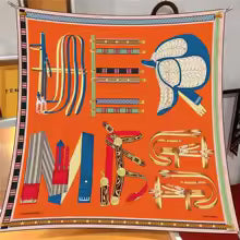 Graphic Printed Silk Square Scarf