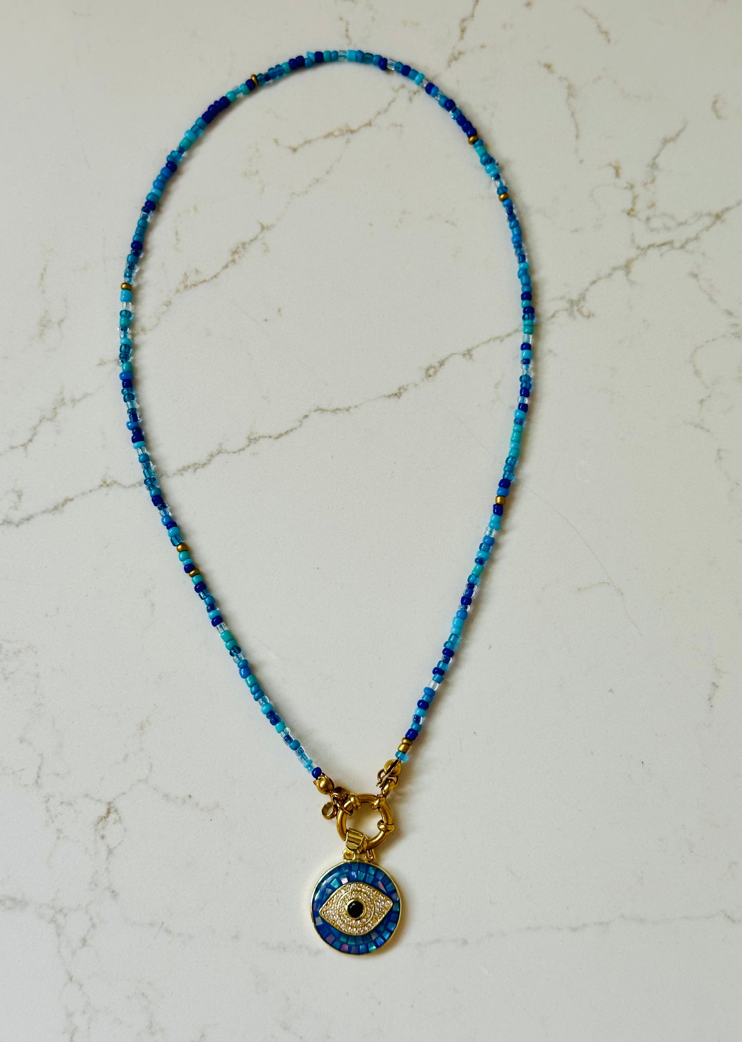 Turquoise Bead Charm Necklace