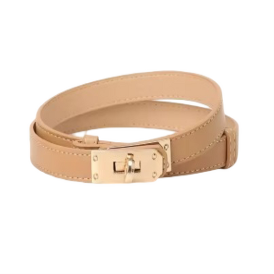 Skinny Leather Turnlock Belt