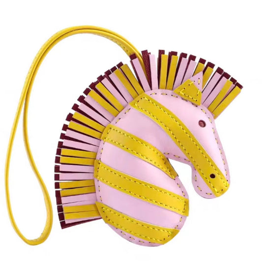 Zebra Leather Bag Charm and Keychain